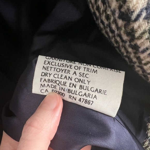 Vintage Parisian Oversized Wool Blend Houndstooth Tweed Plaid Blazer Jacket Coat - Picture 9 of 11